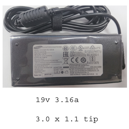 SAMSUNG 19V 3.16A 3.0X1.1 TIP PA-1600-96