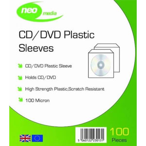 Neo Media CD / DVD 100 Micron PVC Sleeves - 100 Pack