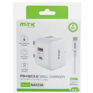 MTK PD+QC3.0 WALL CHAGER  + TC TO TC LEAD INCLUDED