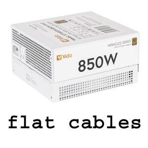 VIDA 850W Heracles White ATX 3.1 Gaming PSU, 80+ Bronze,  Flat White Cables, PCIe 5.1, 
