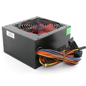 ACE 500W Black PSU with 12cm Red Fan & PFC