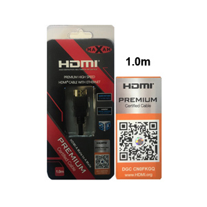 MAXAM 1M HDMI CABLE M-M- PREM CERT CABLE